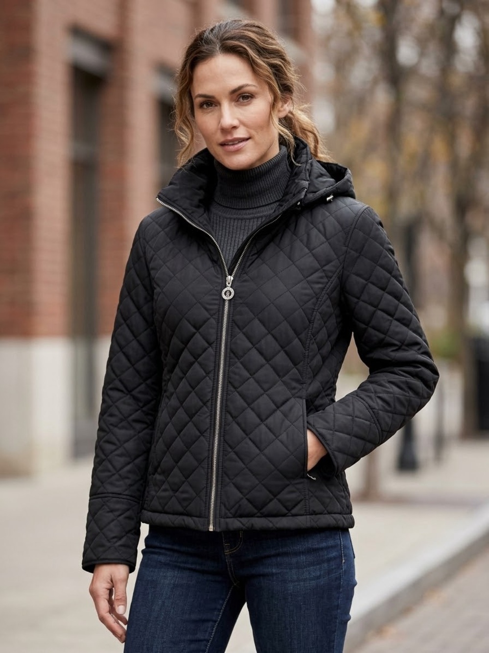 Calvin Klein Black Quilted Puffer Jacket with Hood